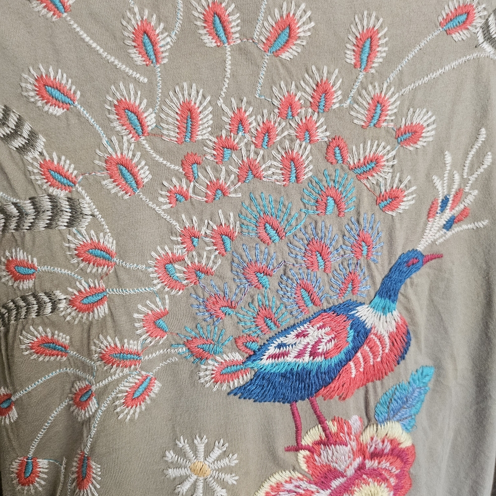 Johnny Was Olive Floral Embroidered Tee - Picture 4 of 8